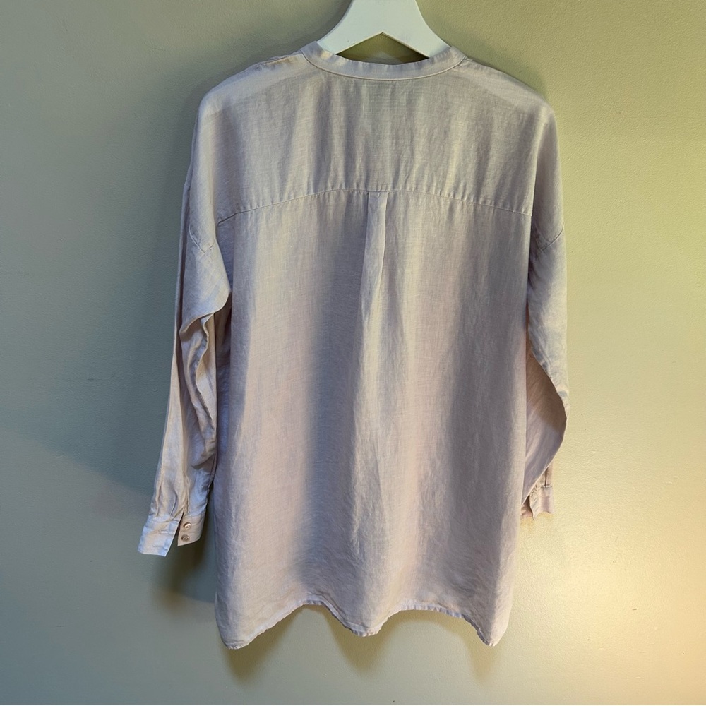 Eileen Fisher ~Pale Lavender Organic Linen Long Sleeve Button Front Tunic-Small - Picture 6 of 11